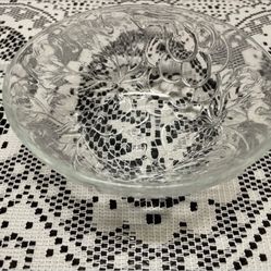 Vintage 6 inch Desert Bowl with Etched Grapes