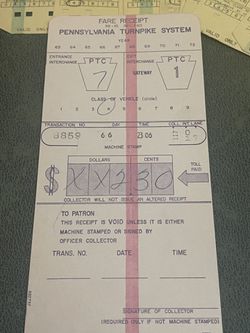vintage Ohio turnpike toll receipts Thumbnail