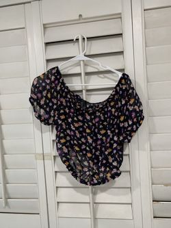 Floral Purple Runched Off The Shoulder Crop Top