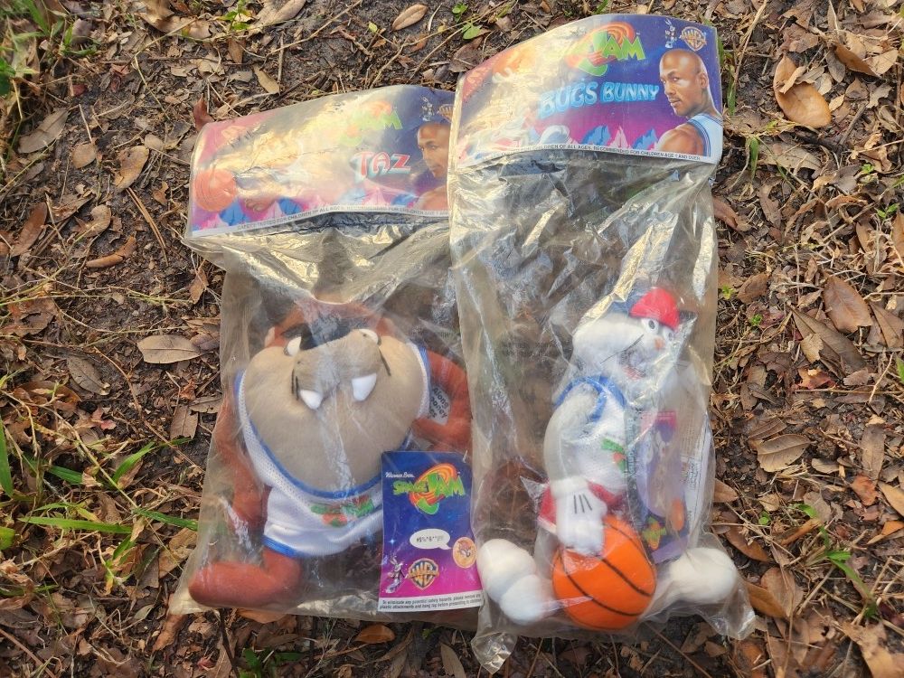 VINTAGE Space Jam BUGS BUNNY and TAZ Plushies