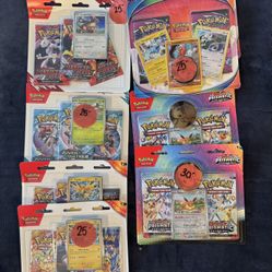Various Pokemon Card 3-pack Blisters (Destined Rivals, Surging, Prismatic, Prices in Description)