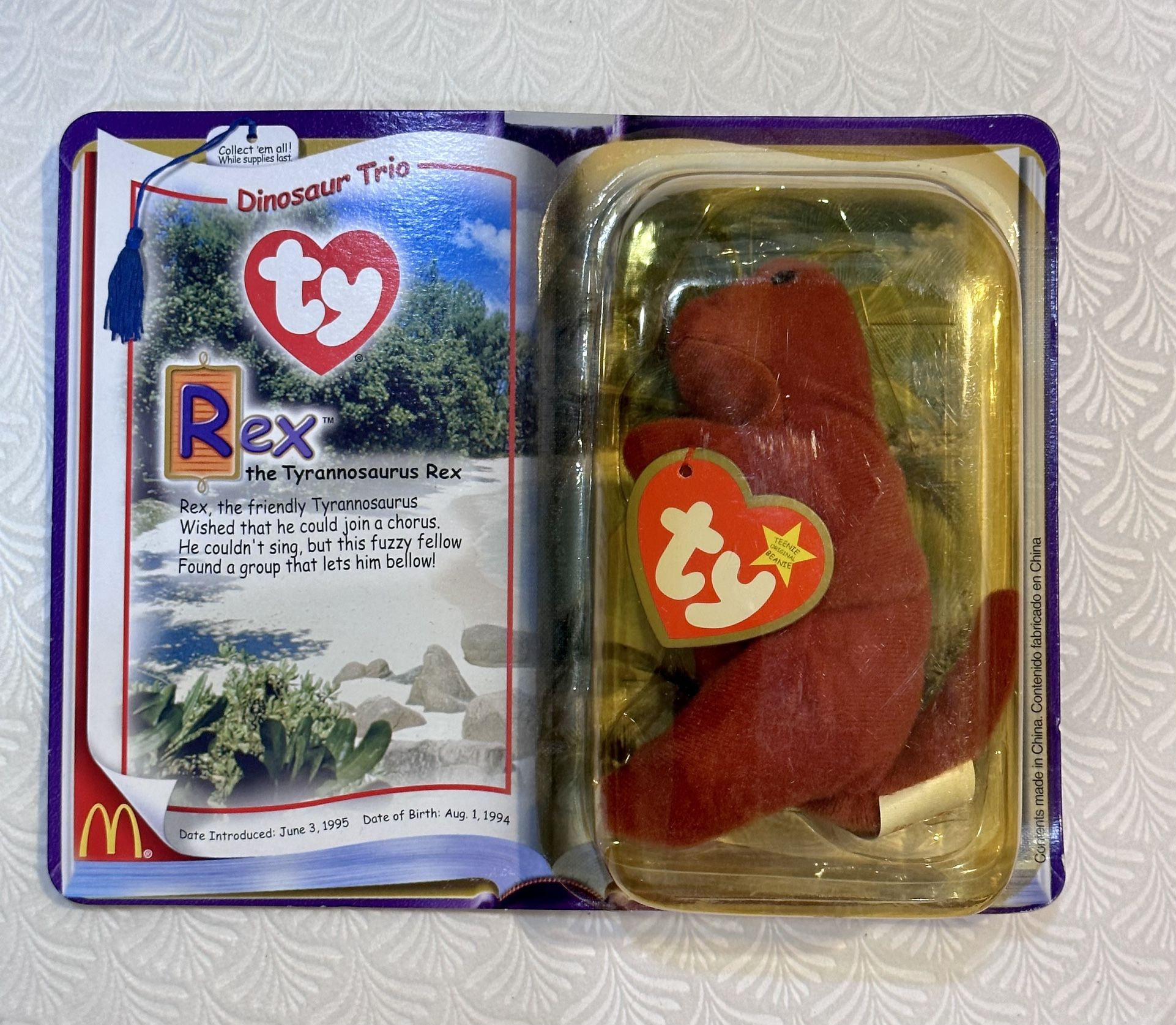 Vintage Ty NIB Rex Dinosaur Trio Beanie Baby Tyrannosaurus Rex Beanie Babies