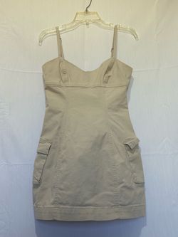 Khaki Cargo Mini Dress with Spaghetti Straps