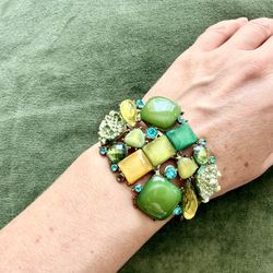 Boho-Chic Green Statement Cuff