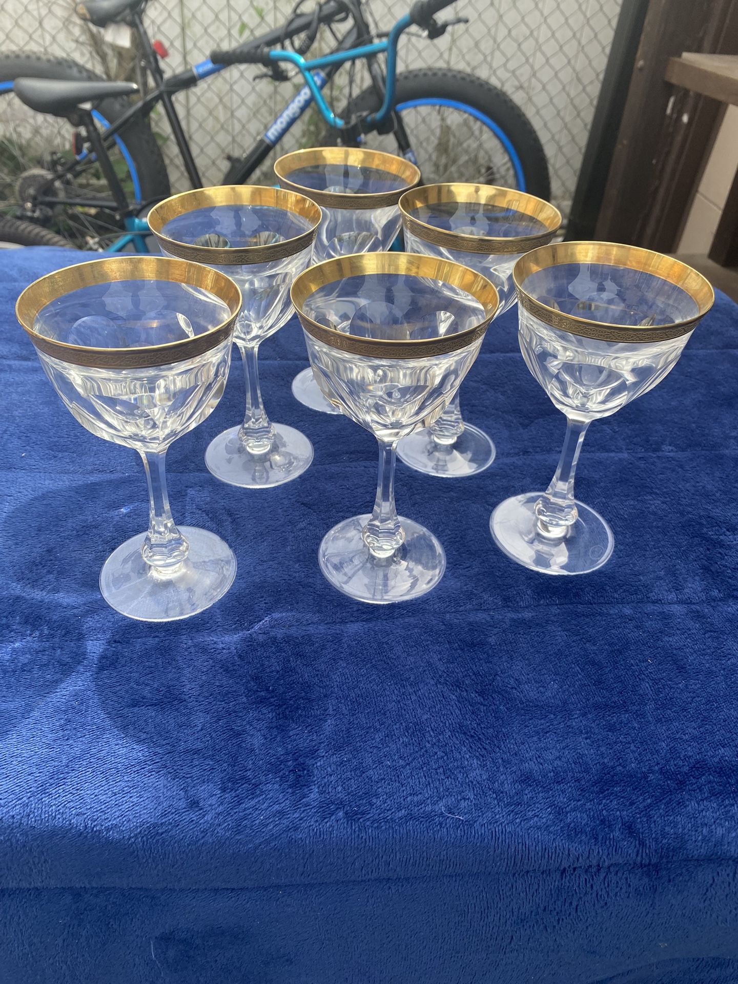 Moser Gold Rimmed Crystal Cocktail Glasses – Set of 6, Elegant & Rare