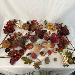 Vintage MCM Beaded Sugared Frosted Fruit & Berry Holiday Craft Lot - 26 Pcs