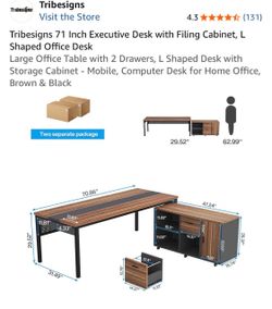 Executive Desk with Filing Cabinet