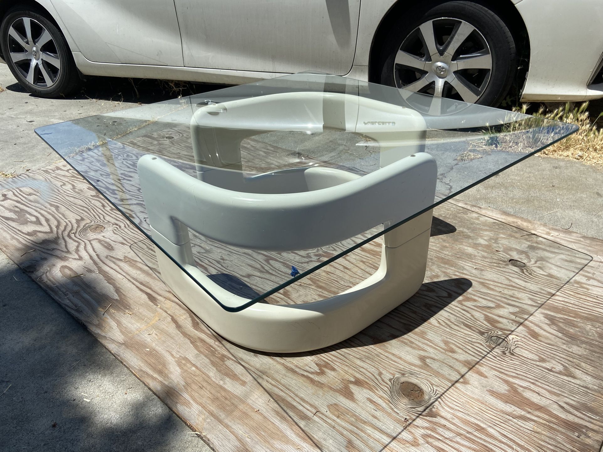 Space Age Hollywood Regency Glass Coffee Table