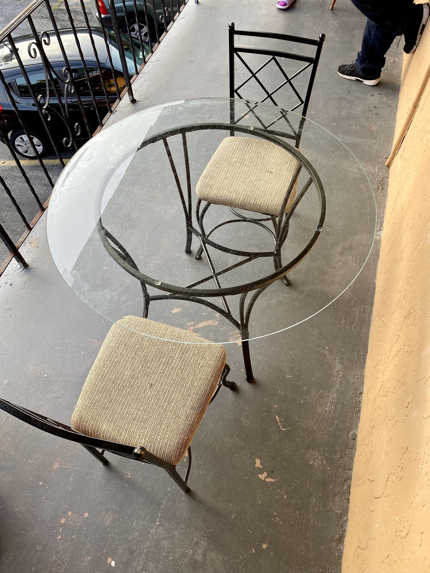 Glass Top Round Dining Table