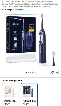 Soocas NEOS II Ultra – Electric Toothbrush with Water Flosser Combo, 3-in-1: Flosses, Vibrates and Oscillates, Flossing Toothbrush for Adults, Cordles
