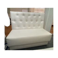 White Button Tufted Back Booth/Lounge Sofa