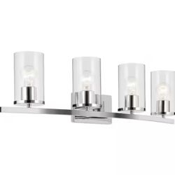 31.25 in. 4-Light Chrome Contemporary Bathroom Vanity Light 
