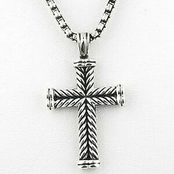 David Yurman Petite Chevron Cross Necklace