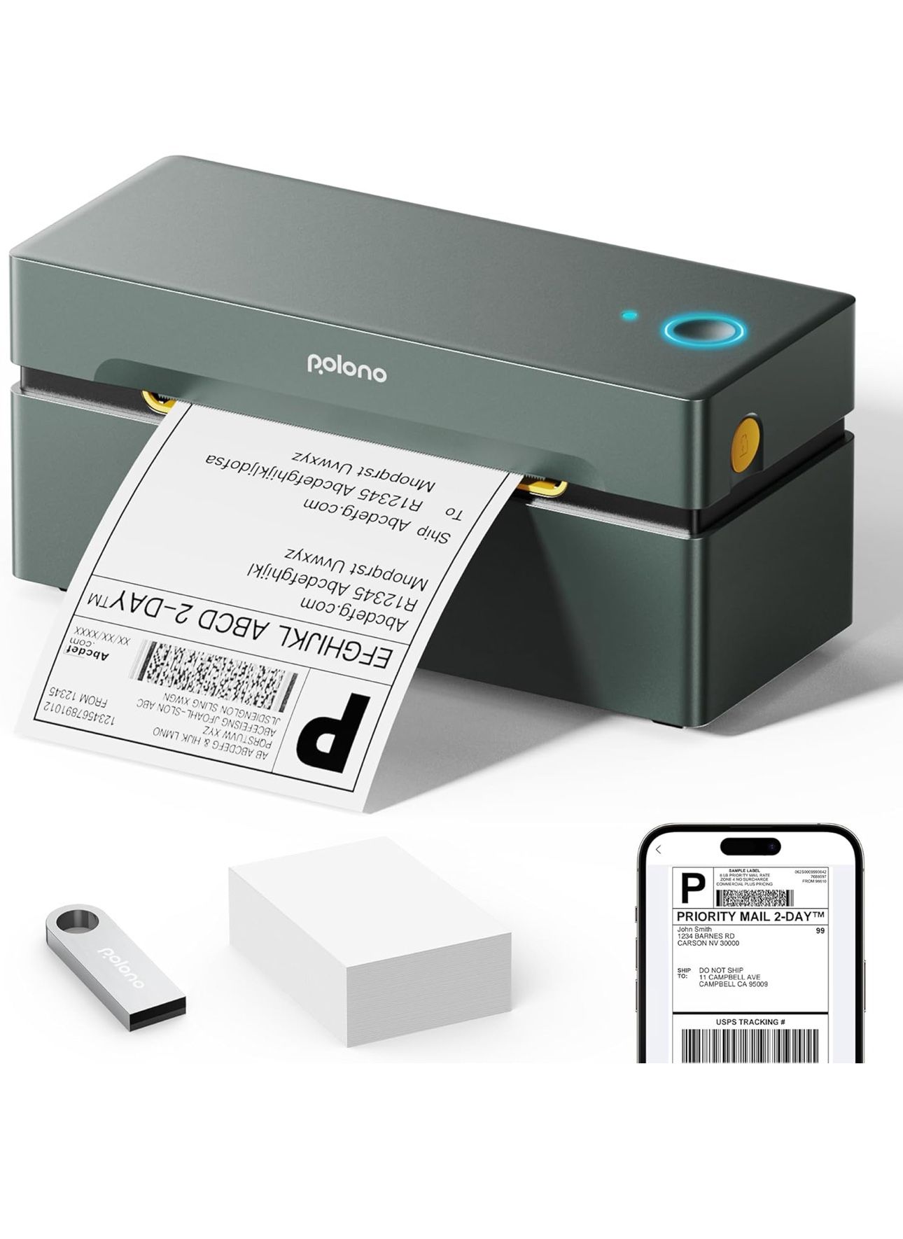 Bluetooth Thermal Shipping Label Printer, Wireless 4x6 Shipping Label Printer for Small Business, Support iOS, Android, Windows and Mac, Compatible wi