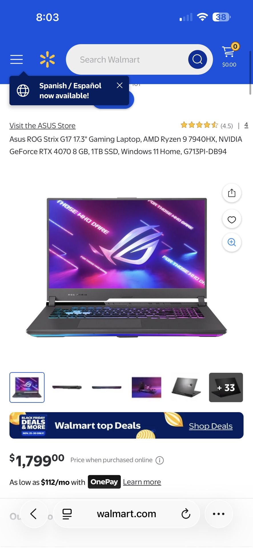 2024 Asus ROG STRIX G17 G713PI-DB94