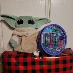 Baby Yoda Plush with Lip Gloss Set