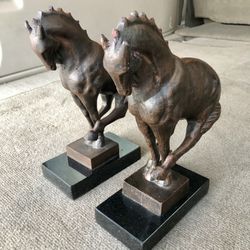 Very Heavy Bronze Horse Trojan Bookends 