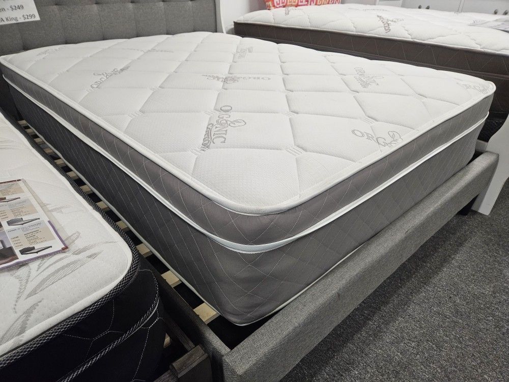 Brand New 12" Thick Organic Cotton Innerspring Soft Pillowtop Queen Mattress