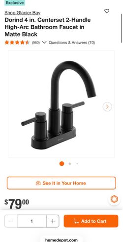 Dorind 4 in. Centerset 2-Handle High-Arc Bathroom Faucet in Matte Black