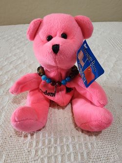 Asian WISDOM Collectible Plush Bear RARE Treasure Bears Pink WISDOM Asian Influence K&K Games Beanie Plush Bear