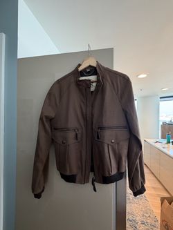 Burberry Brown Bomber Jacket with Zip Pockets