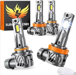 H11/H8/H9 9005/HB3 LED Bulbs Combo, 180,000LM, 1000% Brighter 6500K Cool White 1:1 Mini Size, Plug and Play Super Bright - Off Road Light or Fog Light