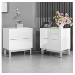 White Nightstand Set of 2, 24" minimalist, End Table, Sofa Table