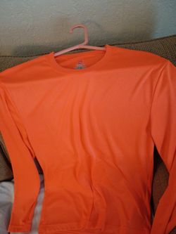 Men's orange shirt long sleeve good condition size medium cash only