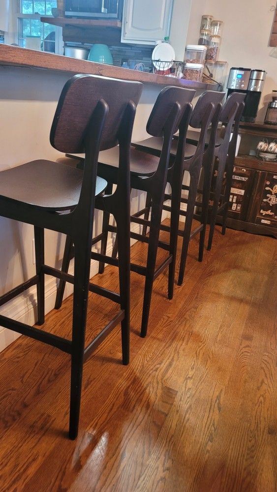Set Of 4 Dark Brown Barstools