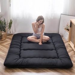 Queen 4”Japanese Floor Mattress Futon-Thicken Tatami Mat Sleeping Pad Foldable Roll Up-60”x80”x4”