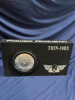 POWER ACOUSTIK THIN-10BX Thin 10" Preloaded Subwoofer Box with Embroidered Graphics