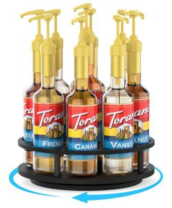 THYGIFTREE Large Rotating Coffee Syrup Organizer 9 Bottles Rack for Countertop
