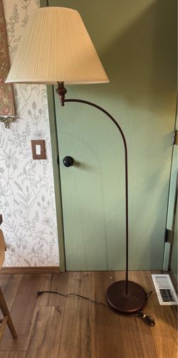 Gooseneck White Shade Arc Bronze Lamp