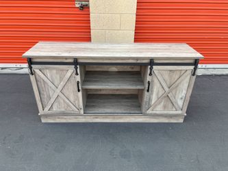 Brown Weathered Barn Door Media Stand / Media Console / TV Stand / TV Console