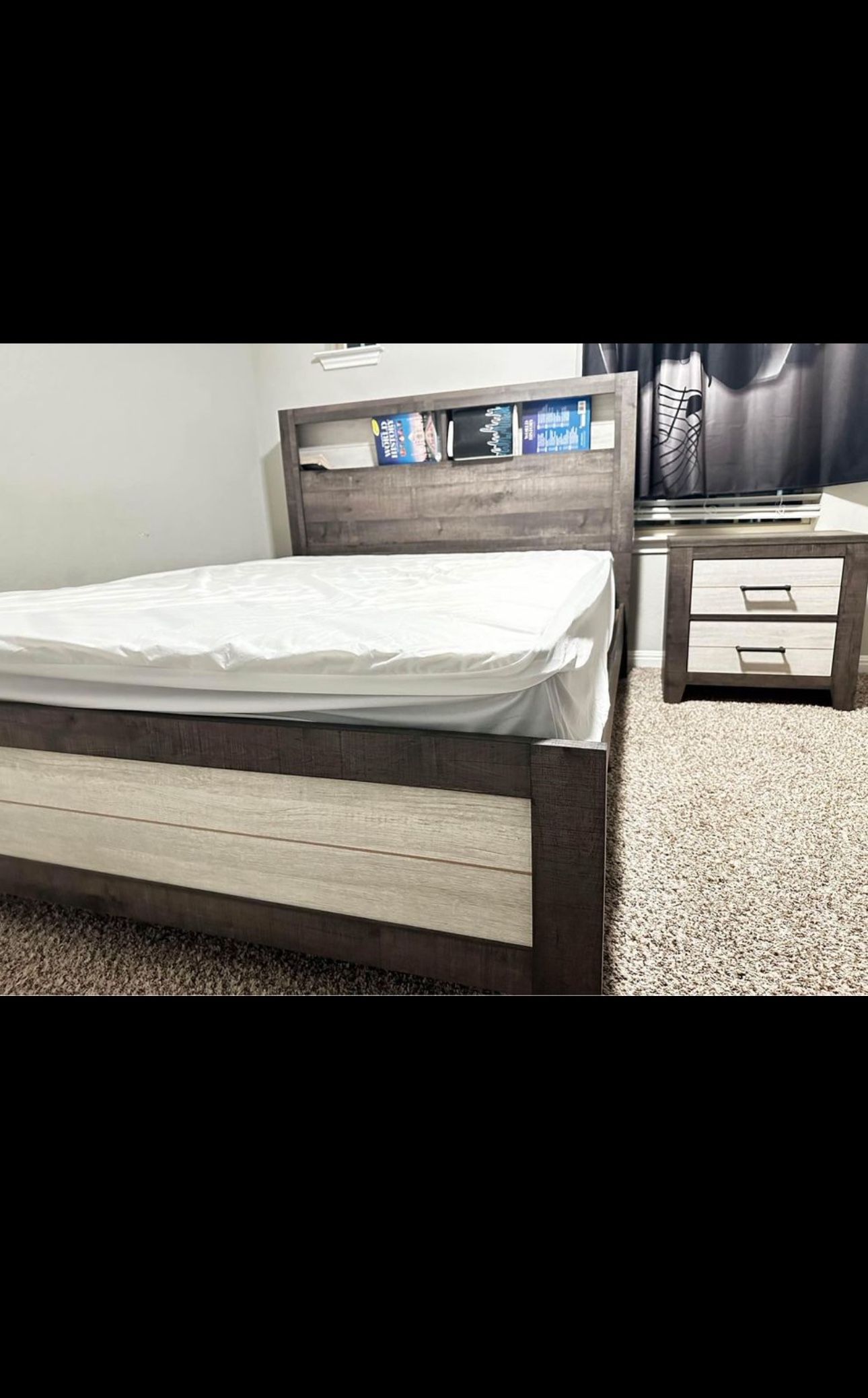 Bed mattress and night stand