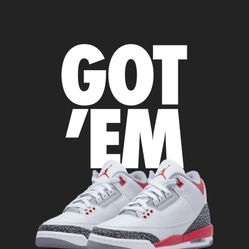 Jordan 3 Fire Red 9M 7Youth 6Youth 3Youth