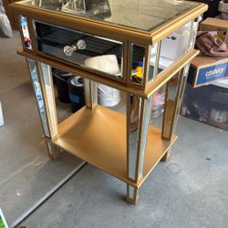 Gold Mirror End Table 