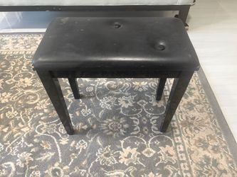 Black Leather with Black Lacquered wood legs Piano Bench