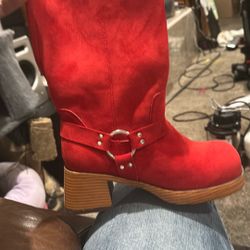 Jeffrey Campbell Women's Red Kira Harness Boots NEW 