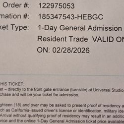 Universal Studios Ticket