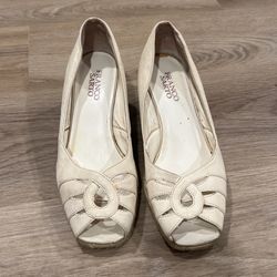 Franco Sarto Cream Leather Wedges