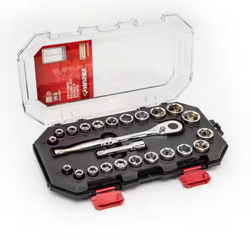 Husky 3/8 in. Drive Ratchet SAE/Metric Standard Socket Set (24-Piece)