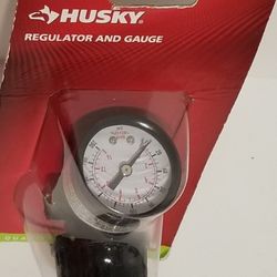 Husky 1/4 in. Black Air-Compressor Regulator with Gauge