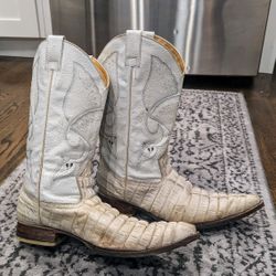 Jugo boots crocodile leather Mexicano cowboy performance western boots white size 28.5 men's 10 11 embroidery