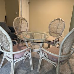 Wicker & Glass Table Set