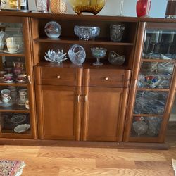 Vintage Great Condition Cherry Wood Display Cabinet