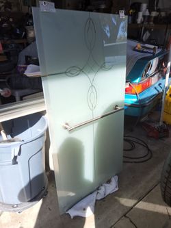 Frosted Glass Shower Door with Handle and Tracks