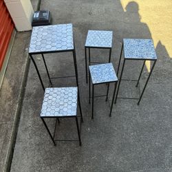 Set of 5 Modern Tile-Top Accent Tables / Plant Stands 🌿
