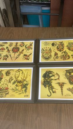 Tattoo designs by Sailor Jerry framed lot