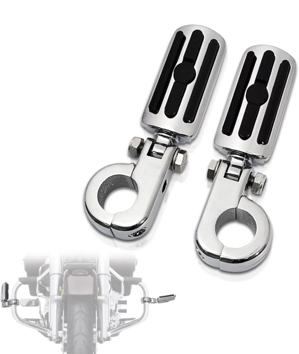 FOVPLUE 1.25" Highway Footpegs, Adjustable Footrest w/Mounting P-Clamps for Harley Touring Softail Dyna Sportster Honda Kawasaki Suzuki Yamaha Indian 